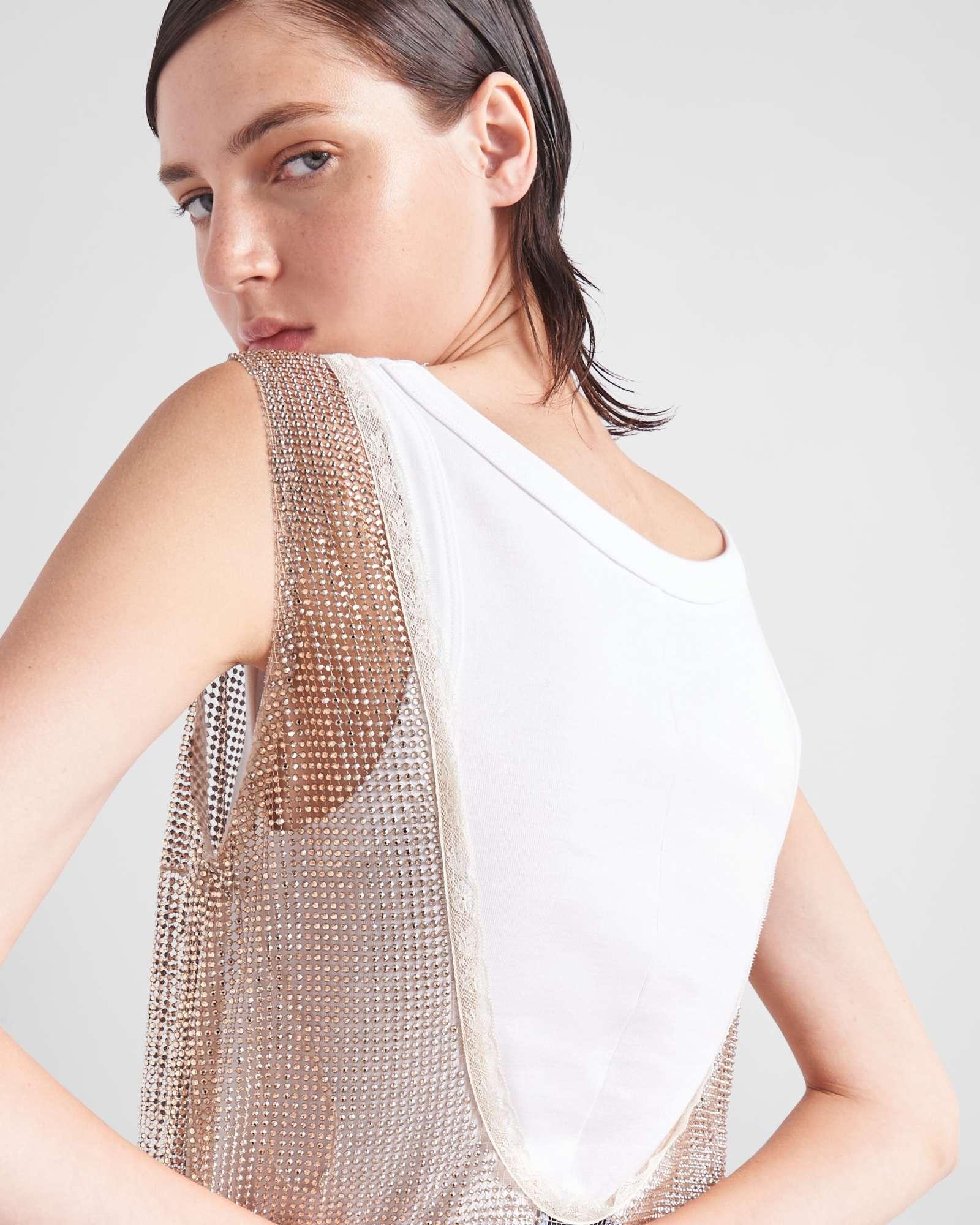 prada rhinestone embroidered mesh mini dress Prada Women Rhinestone Embroidered Mesh Mini-Dress