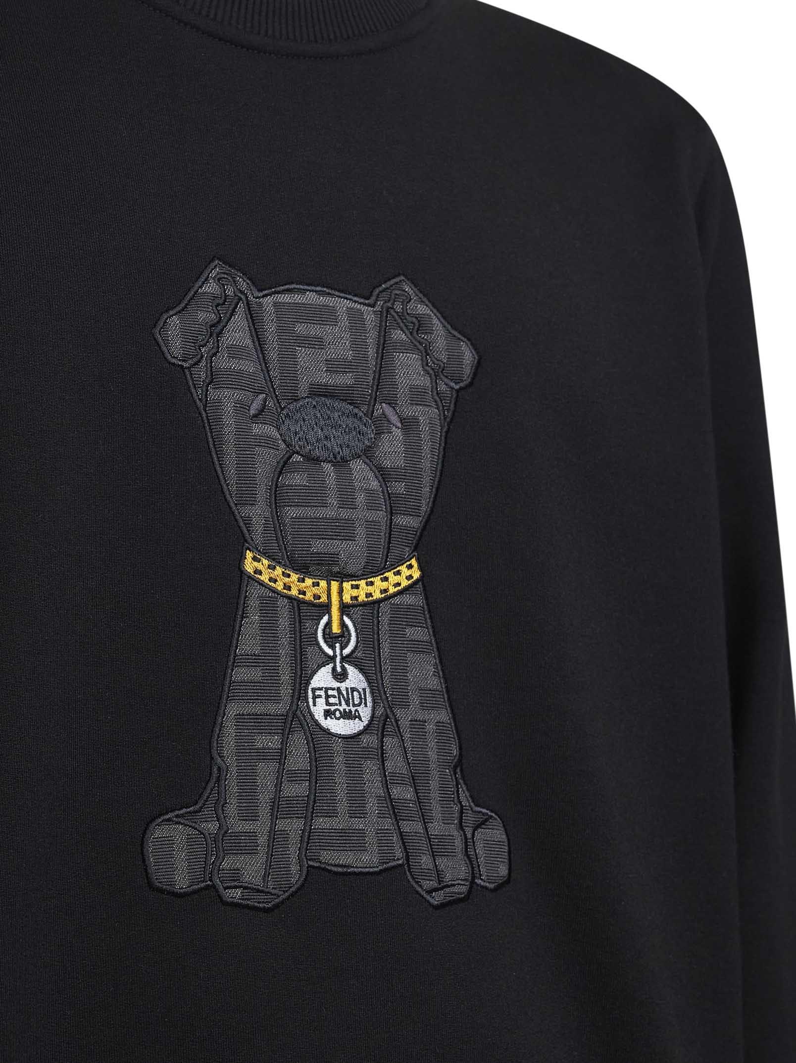 Fendi Ff Dog Jacquard Crewneck Sweatshirt in Black for Men | Lyst