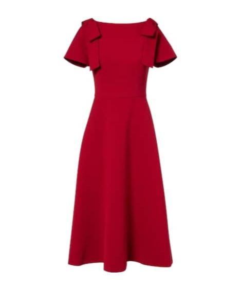 ch dress red CH Carolina Herrera Red Taffeta Belted Maxi Dress L