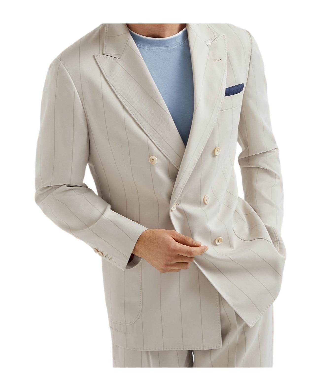 ボトムスその他 Brunello Cucinelli Double-Breasted Off-White Jacket With Brunello Cucinelli Blazers for Men | Online Sale up to 46