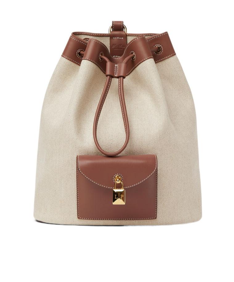 バックパック・リュック Loro Piana Extra Drawstring L27 Leather Backpack Extra Drawstring backpack L27 Calfskin Whisper White/Sun