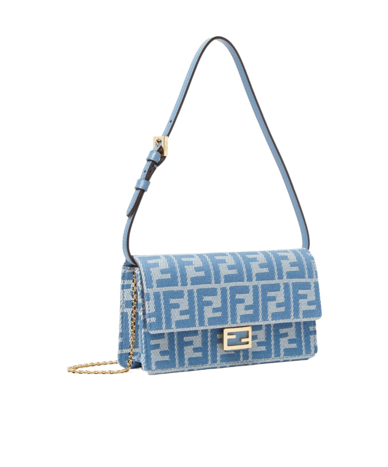 ショルダーバッグ・ポシェット FENDI BAGUETTE WALLET ON CHAIN IN FF JACQUARD Wallet On Chain Baguette Fabric Brown | Fendi