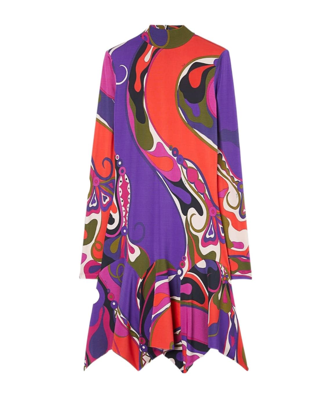 emilio pucci long sleeve dress Emilio Pucci Purple/Black Rayon Printed Long Sleeve Dress Size XS