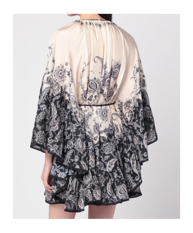 ワンピースその他 ZIMMERMANN Cream Rhiannon mini dress with fantasy print Zimmermann Rhiannon Mini Dress With Fantasy Print in Gray | Lyst