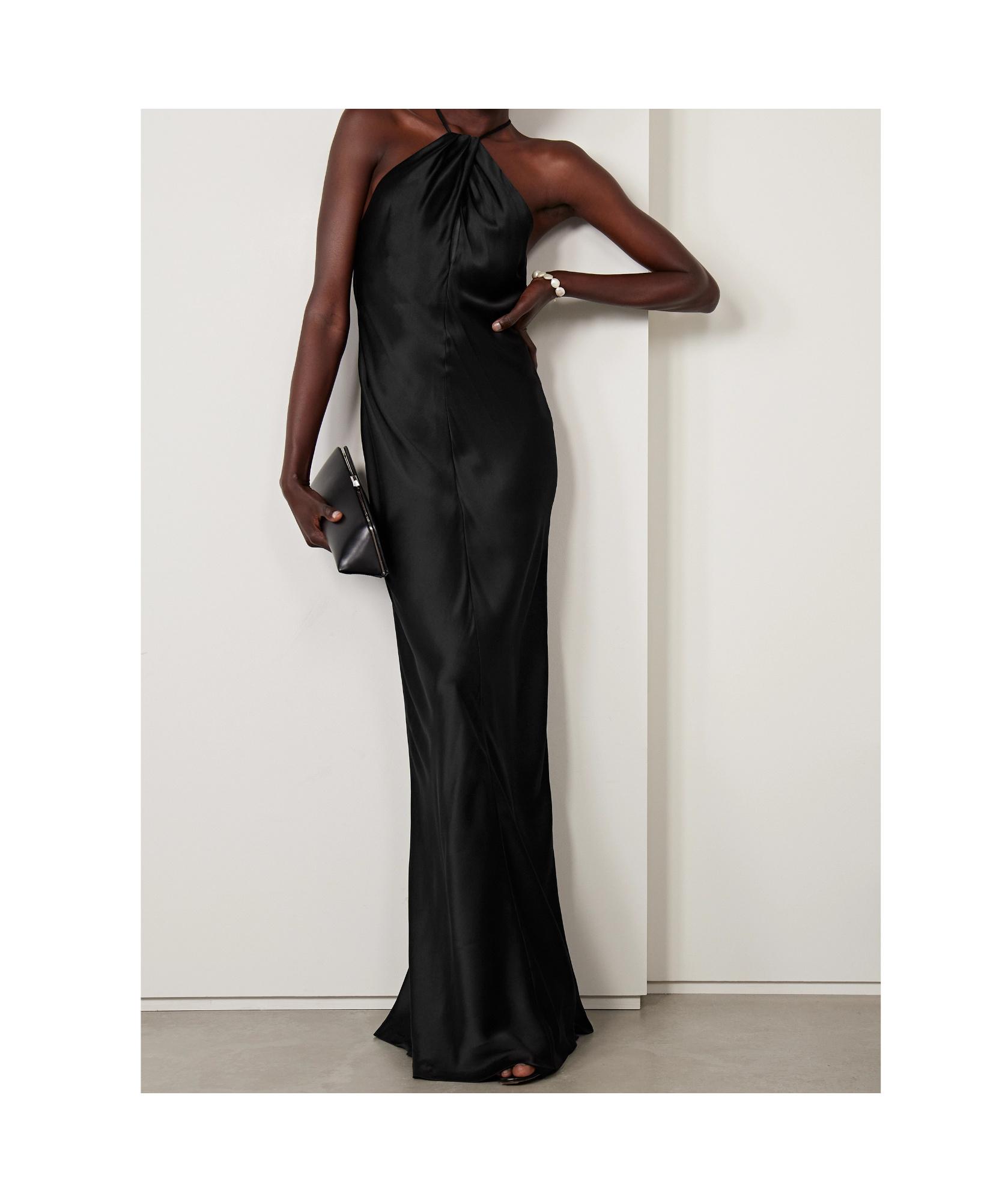 Nili Lotan Larissa Cutout Silk-Satin Halterneck Maxi Dress in Black | Lyst Nili Lotan Larissa Cutout Silk-Satin Halterneck Maxi Dress in Black | Lyst