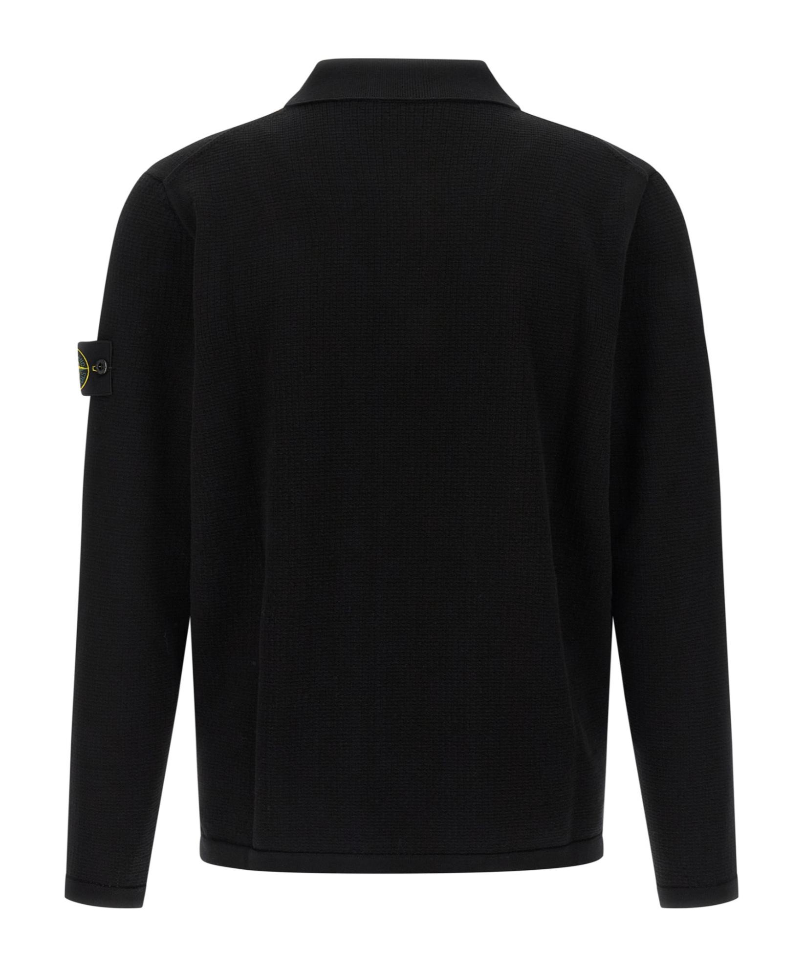 Stone Island Long-Sleeve Knit Polo Shirt in Black for Men | Lyst