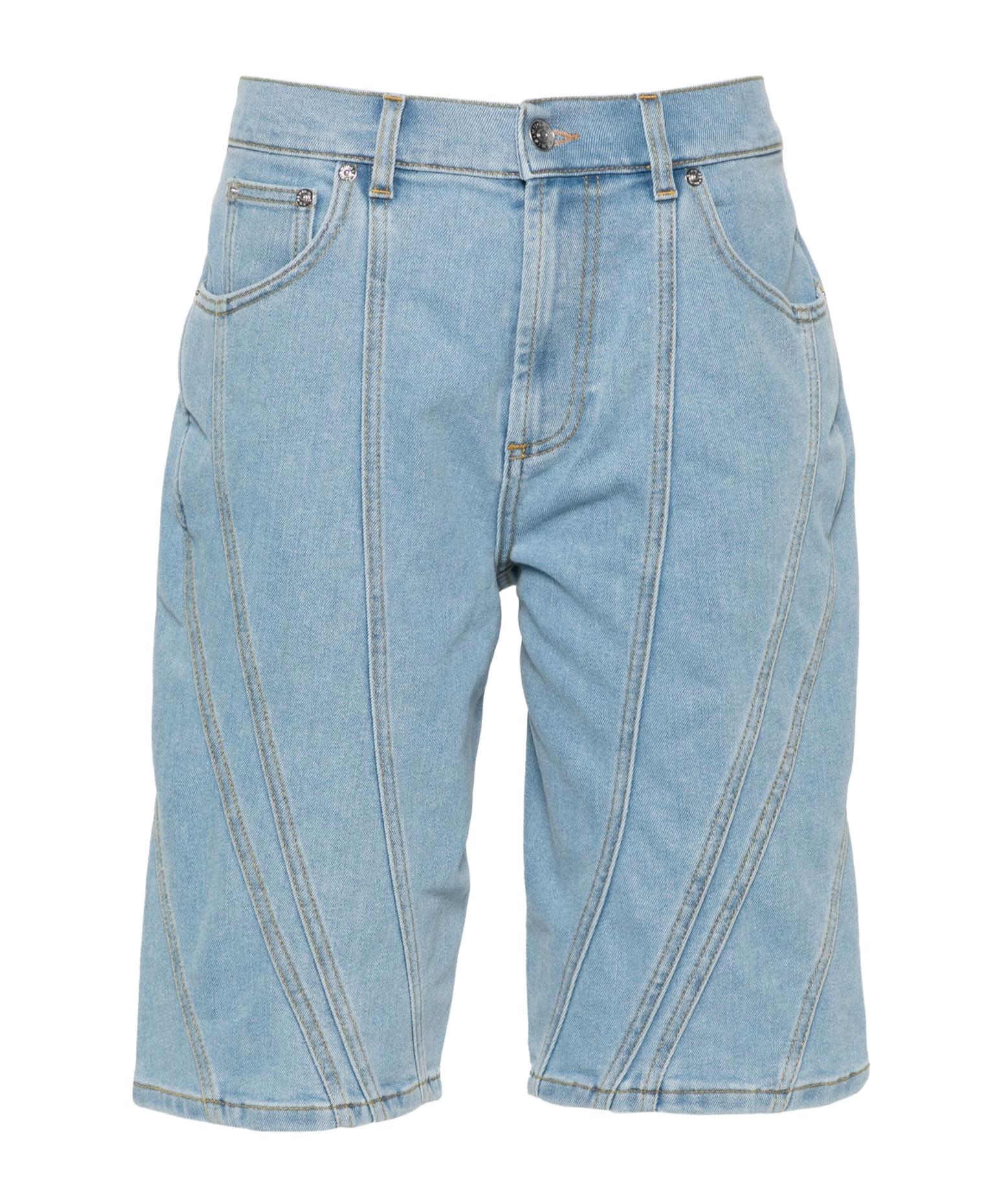 MUGLER デニムショートパンツ Mugler Crystal Fringe Blue Denim Shorts Sz 42 | eBay