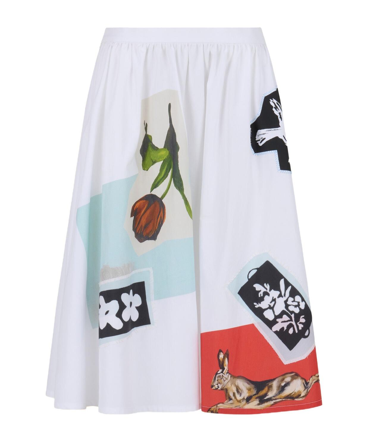 スカート MARNI Women Skirts LGOMA0745A0UTC520LUW01 White Marni Ladies Floral-print Straight Skirt, Brand Size 40 (US