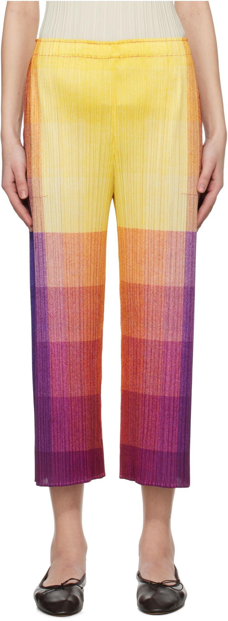 Pleats Please Issey Miyake Photon Trousers in Yellow | Lyst