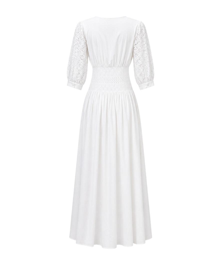 ermanno scervino cotton blend lace long dress ERMANNO SCERVINO Cotton Blend Lace Long Dress Ermanno Scervino