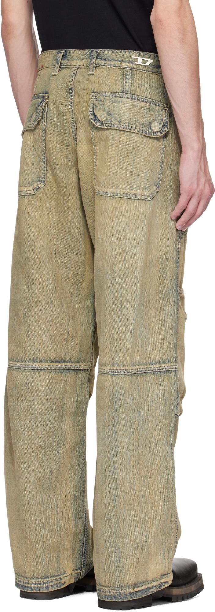 DIESEL D-Shift Wide-Leg Jeans in Natural | Lyst