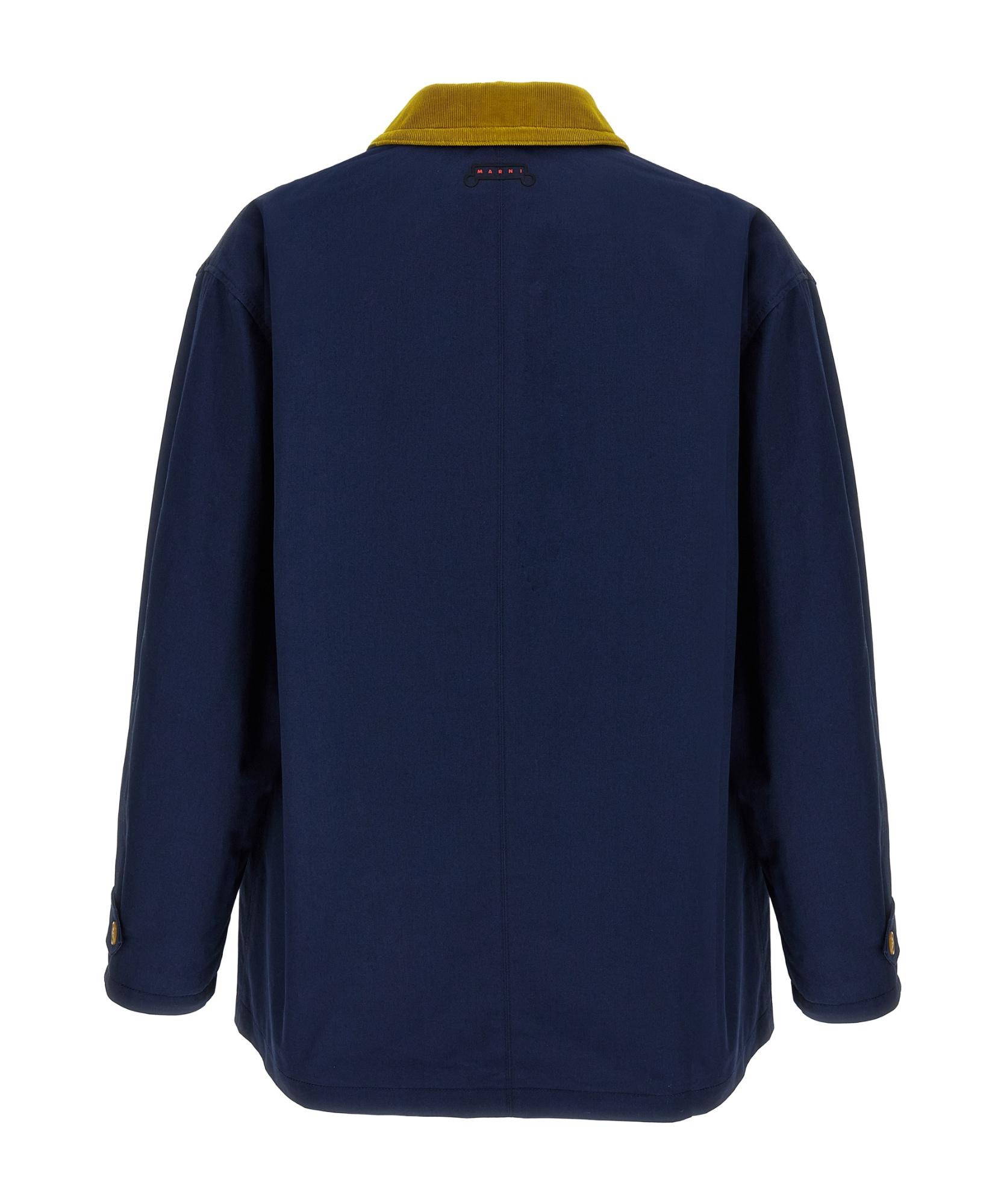 【関税込み】marni Cotton gabardine parka Marni BLUE GABARDINE PARKA WITH FLOCKED DRAFT FLOWER PRINT