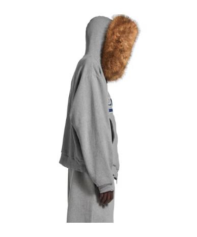 Balenciaga Luxury Script Oversized Zip-Up Hoodie in Gray for Men