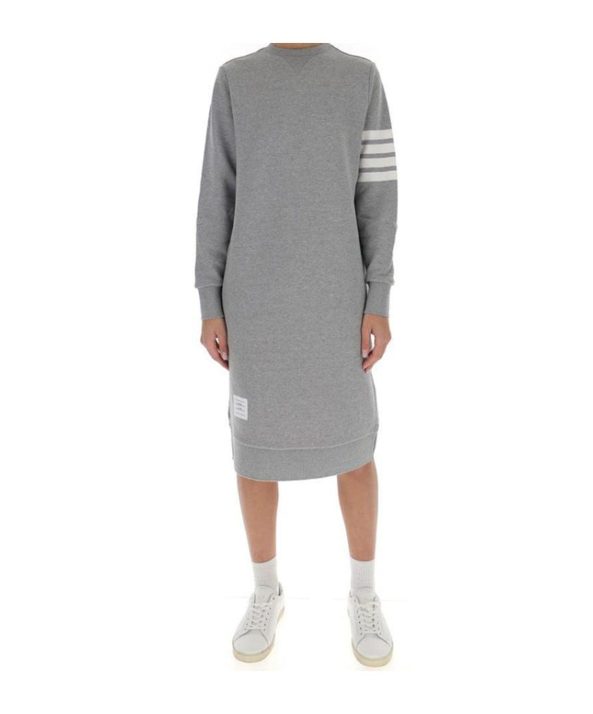 thom browne sweater dress THOM BROWNE Pleated striped stretch-knit mini dress