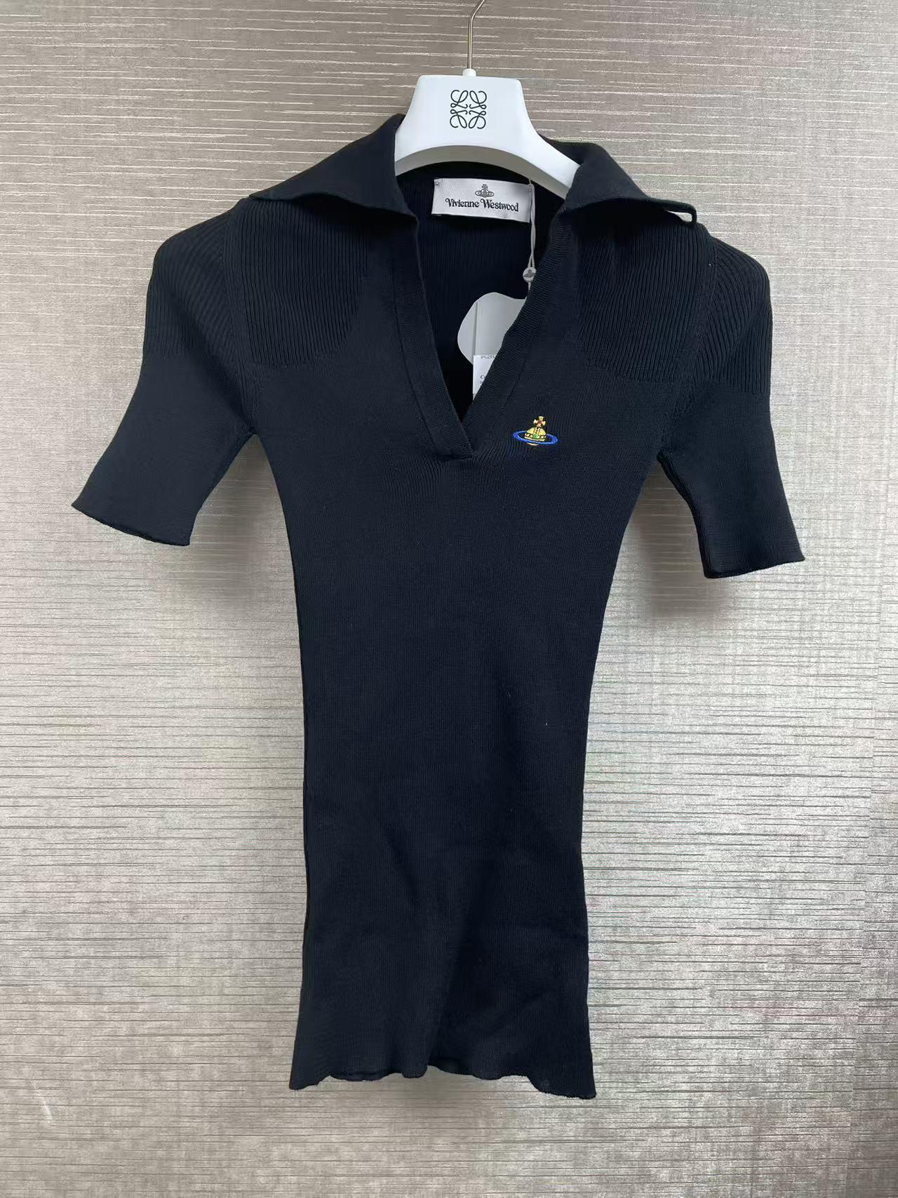 Vivienne Westwood Marina ribbed-knit cotton jersey polo top