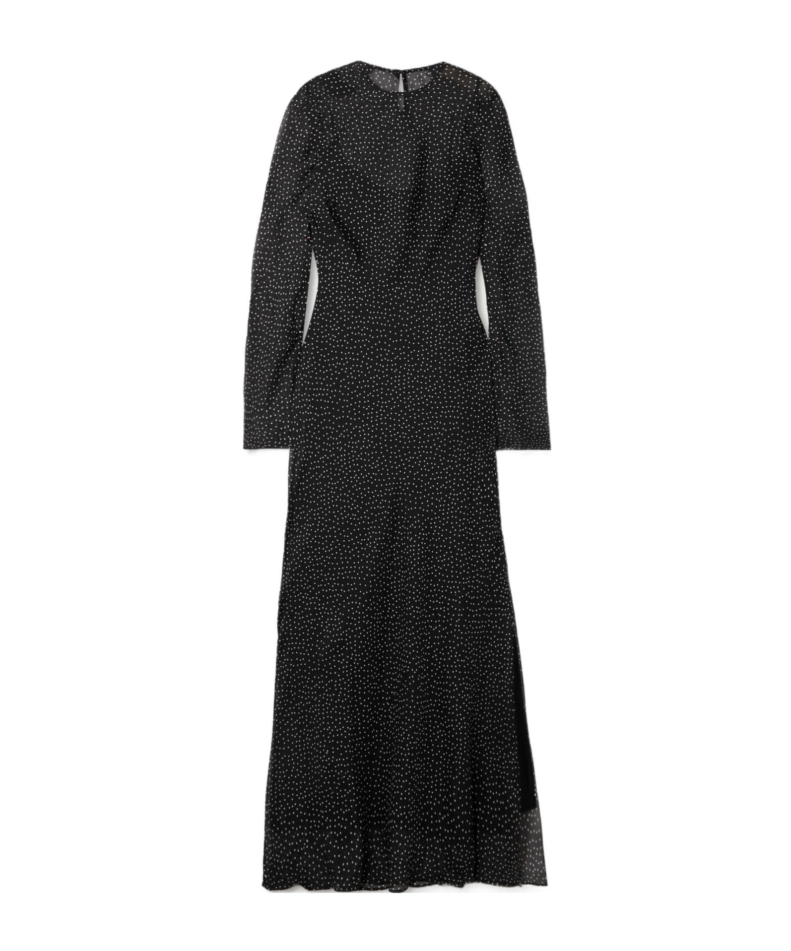 black gown dress near me Berylove Women White Black Graduation Dress Polka Dot V-Neck A Line Midi Party Dress, White Black Dot / custom main image 1