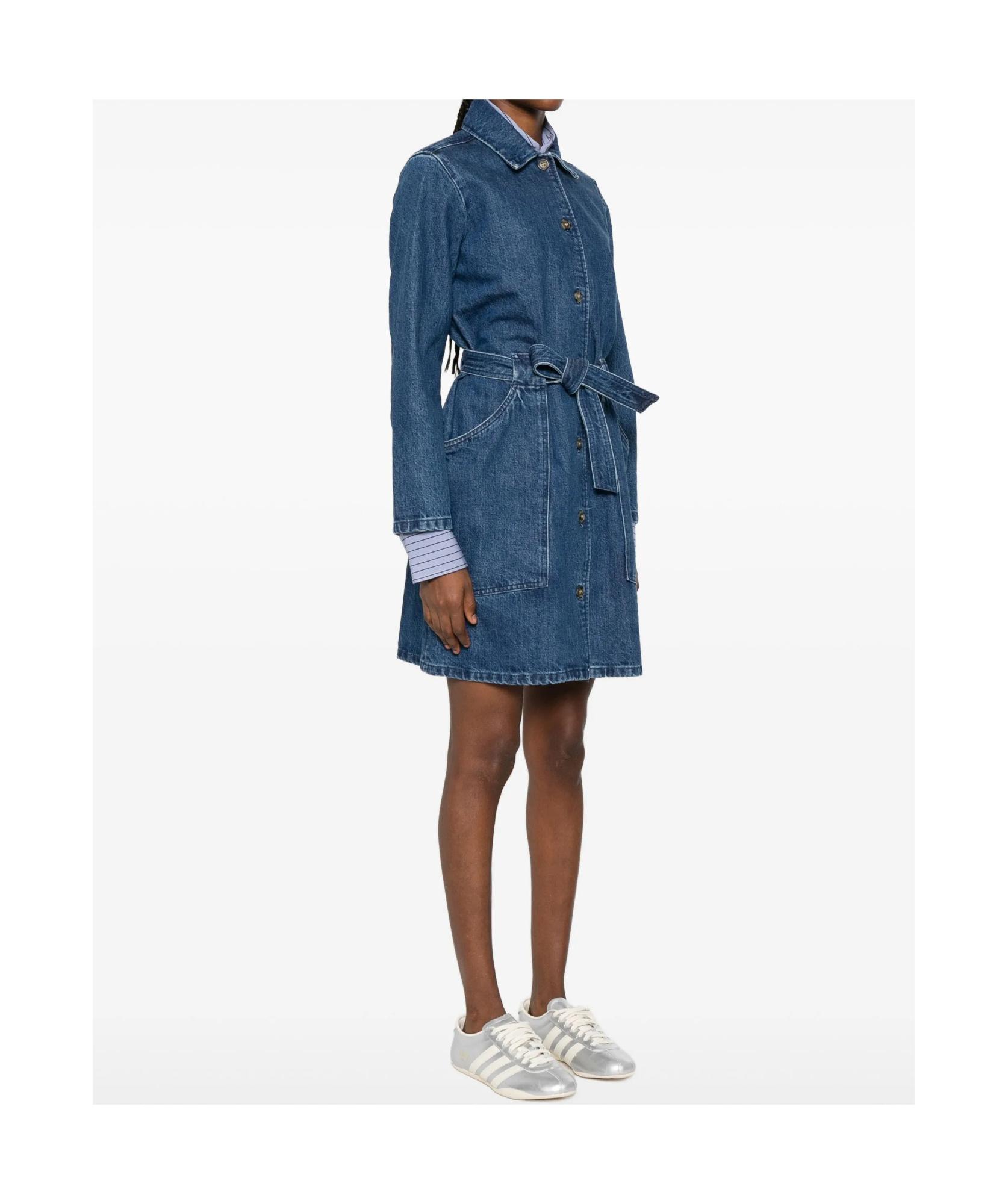 A.P.C. Belted Denim Dress in Blue | Lyst