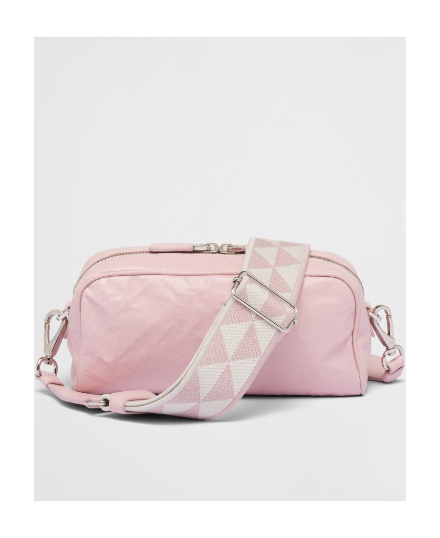 Prada Logo Plaque Zipped Shoulder Bag in Pink | Lyst