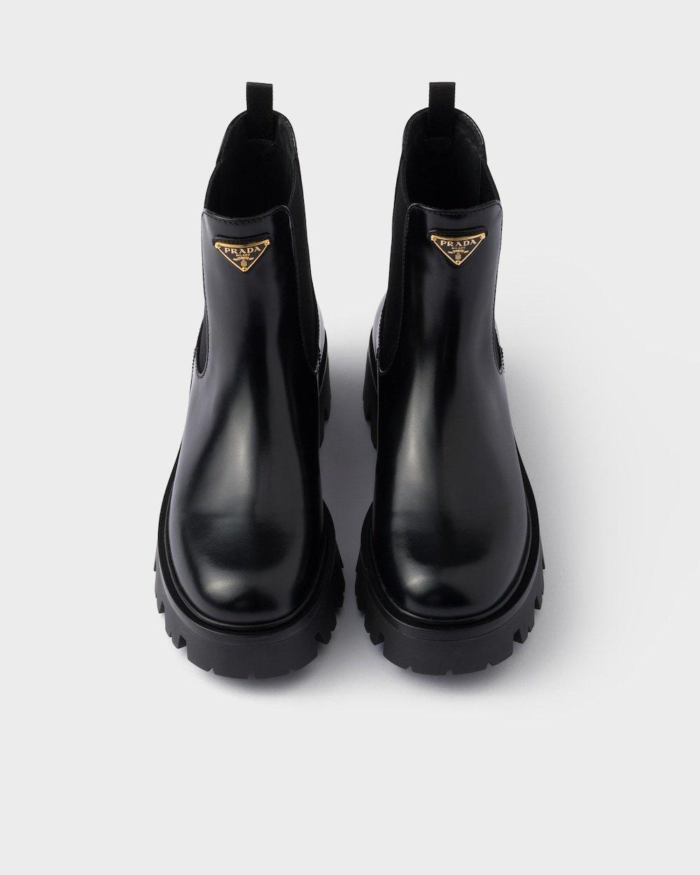 PRADA サイドベルトブーツ ブラック サイズ7(26) 4T3450 Prada Logo Plaque Slip-On Chelsea Boots in Black | Lyst