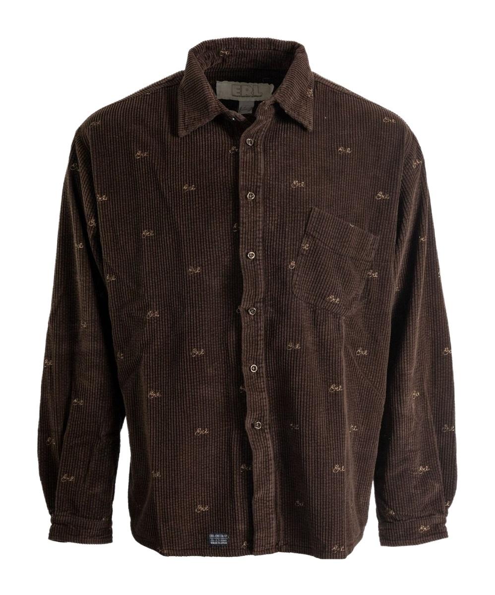 トップス ERL EMBROIDERED CORDUROY OVER SHIRT ERL Embroidered Corduroy Shirt in Brown for Men | Lyst
