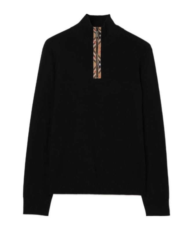 トップス BURBERRY multi zip summer knit Y2K alyx Burberry Check Trim Half-Zip Jumper in Black for Men | Lyst
