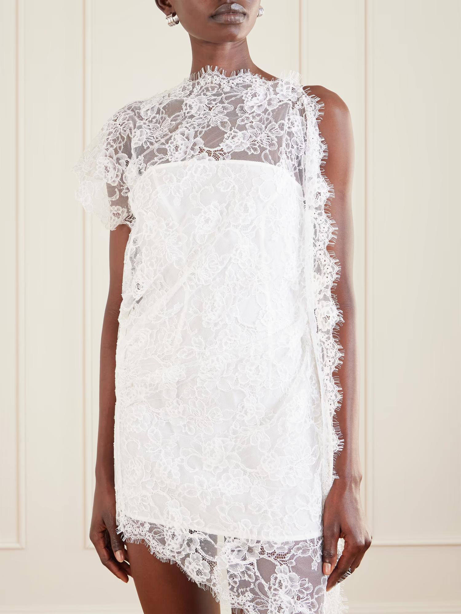 chinese dress ladies Christopher Esber Crimped Lace Cami Dress in White Size 14 main image 0