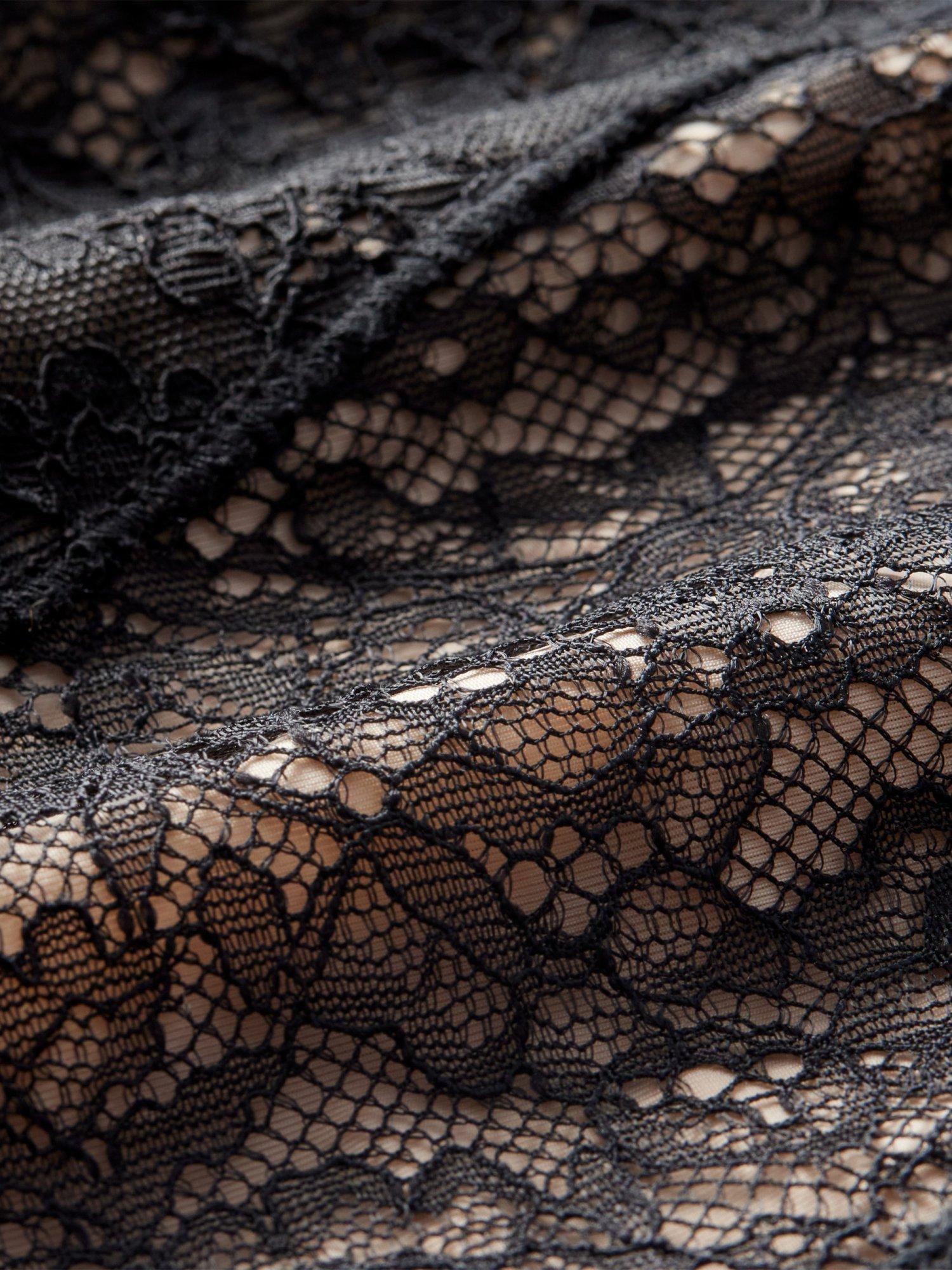 delora lace paneled dress Alice + Olivia Delora Lace Paneled Dress in Black