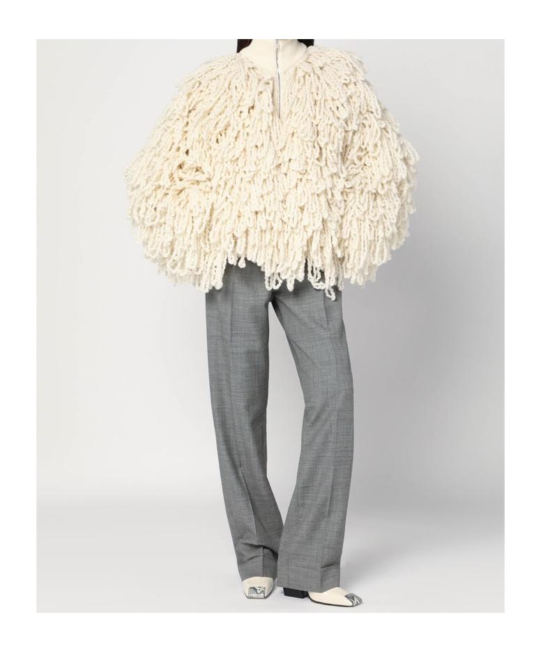 ブルゾン Stella Mccartney White Wool Bomber Jacket With Fringes Stella McCartney White wool bomber jacket with fringes