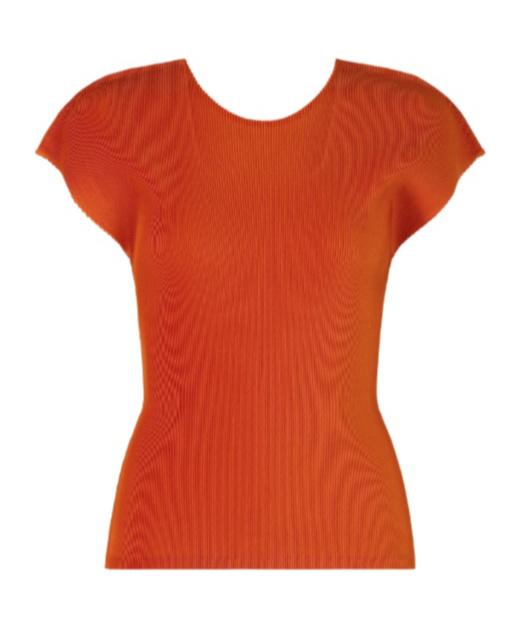 セールPLEATS PLEASE ISSE MIYAKE 赤いリブ編み半袖シャツ PLEATS PLEASE ISSEY MIYAKE NEW COLORFUL BASICS Tops – The