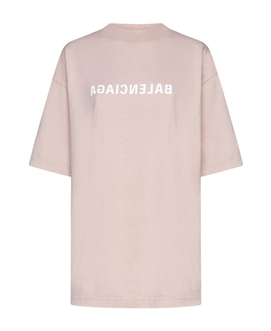 Balenciaga Logo Printed Oversized T-Shirt in Pink | Lyst