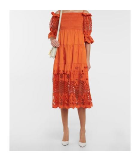self portrait orange lace dress Self-Portrait Orange Off Shoulder Mini Dress US4