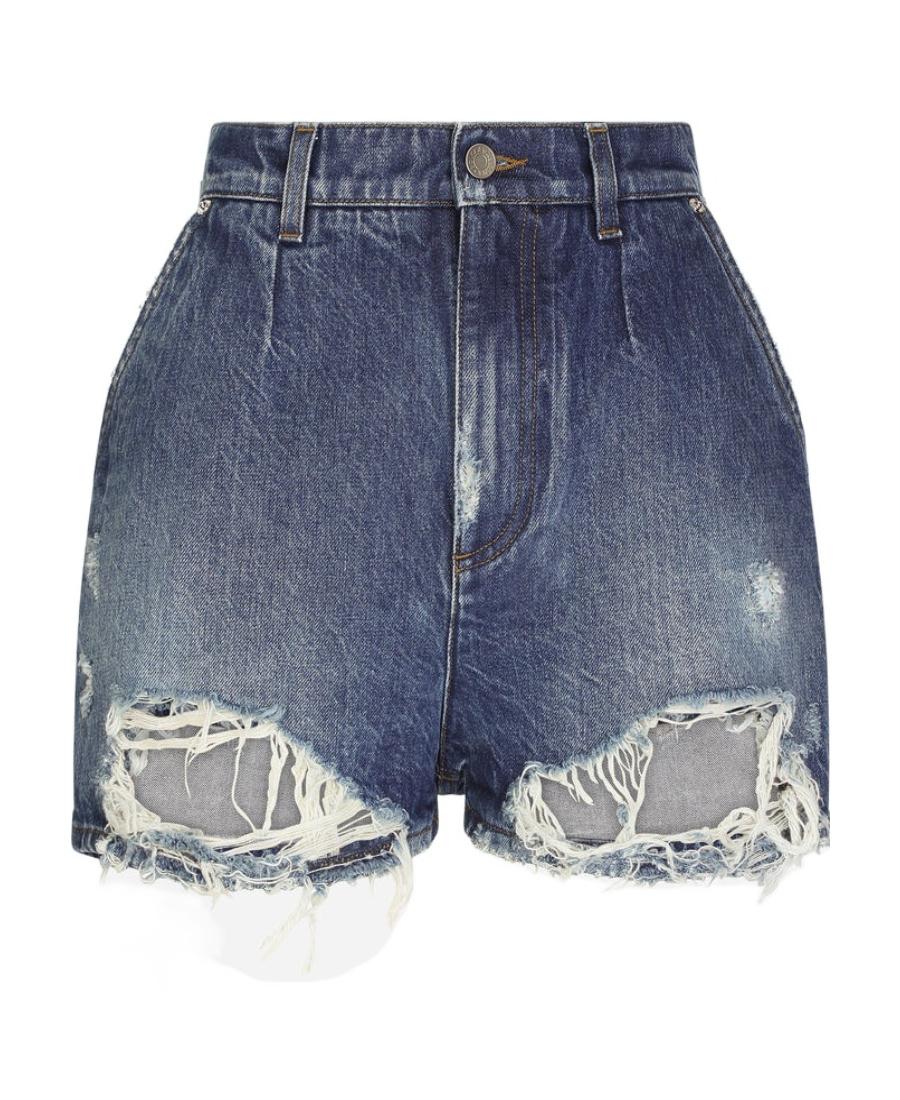 パンツ D&G denim docking Shorts ショートパンツ｜Switching Pierced Baggy Denim Shorts