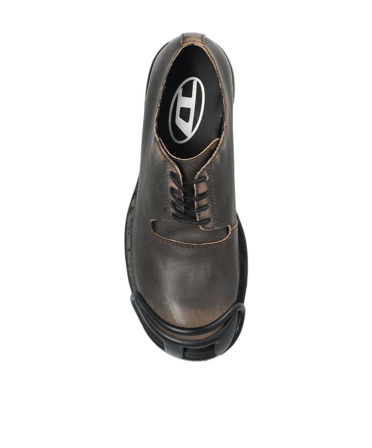 Diesel Dark Brown Leather Derby Shoes with Black Lug Sole The Moc Toe Derby is a versatile and stylish shoe that adds  main image 3