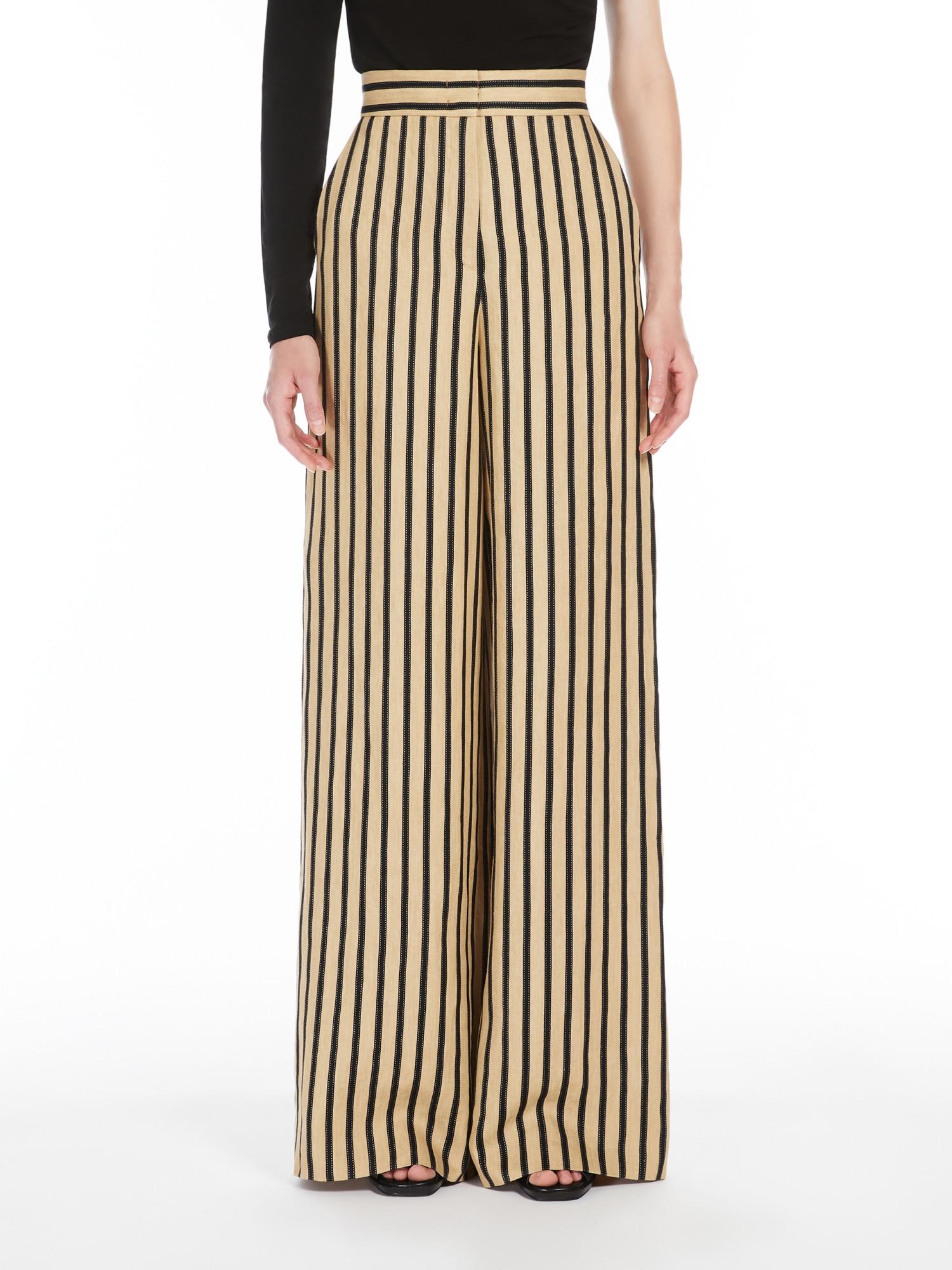 Max Mara Cestino Striped Linen-Cotton Palazzo Trousers in