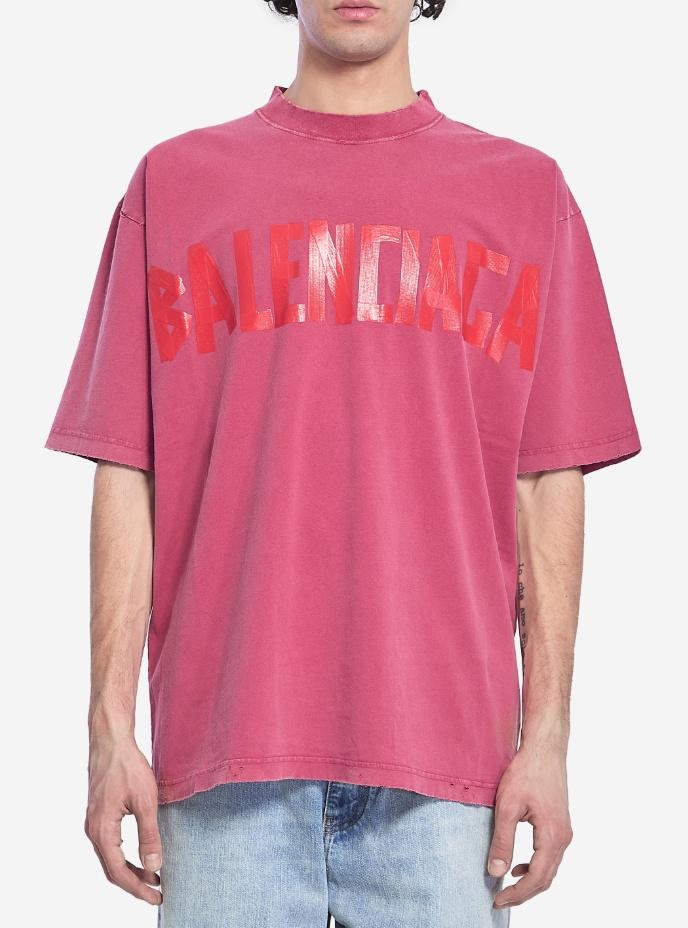 【関税＆送料込み】Balenciaga Tape Type Raspberry-Coloured Balenciaga Tape Type T-shirt | Pink | FARFETCH