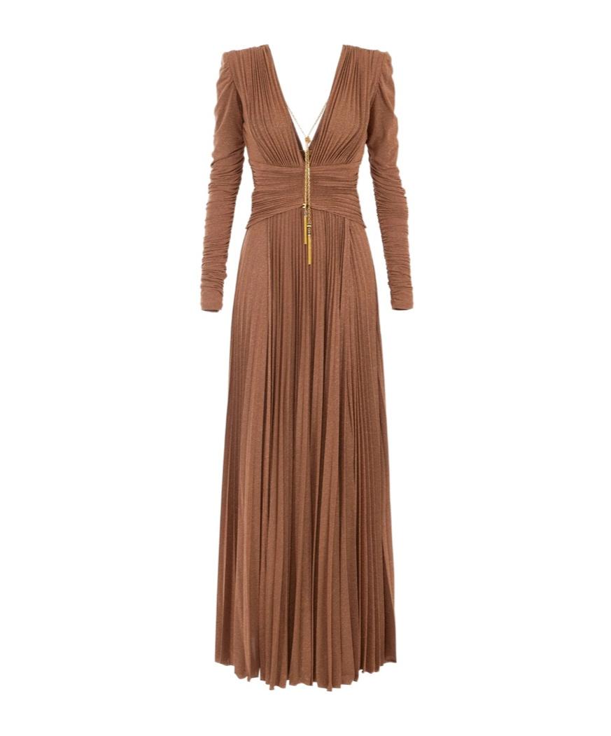 ワンピース ELISABETTA FRANCHI Red carpet viscose blend long dress Red Carpet dress in viscose fabric with transparency details