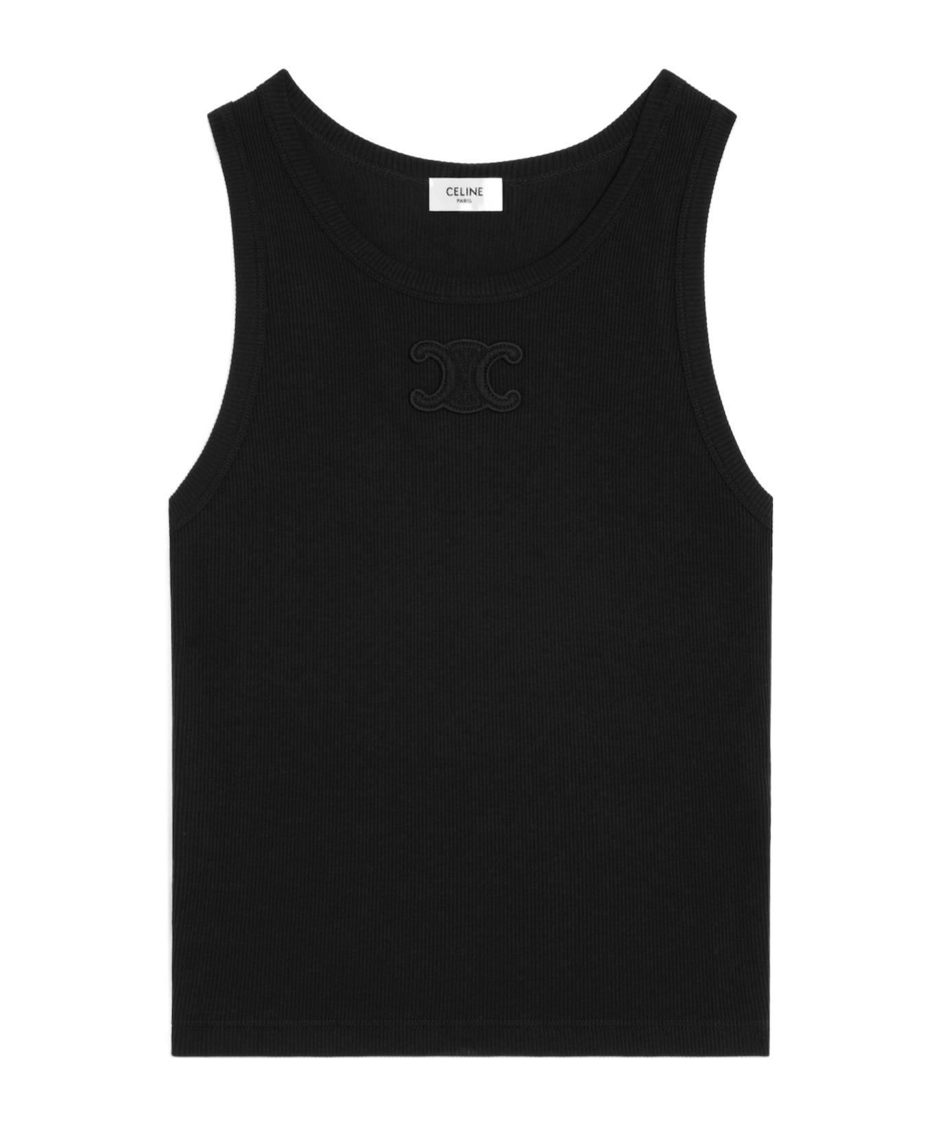 Celine Triomphe Tank Top in Black | Lyst