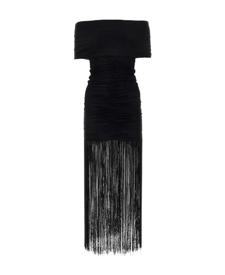 khaite marca off shoulder pleated dress Khaite Claude Pleated Ruffle Strapless Midi Dress