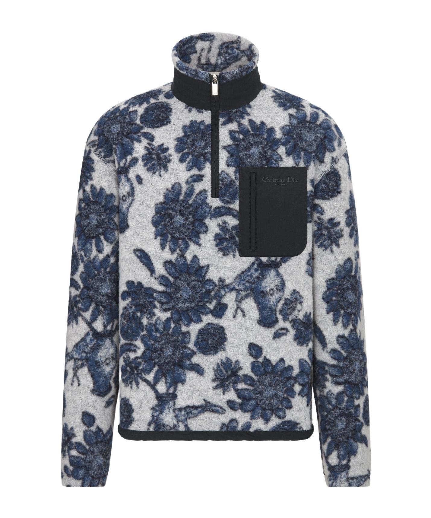 Dior Homme Floral Patterned Zip Detailed Jumper in Blue for Men | Lyst