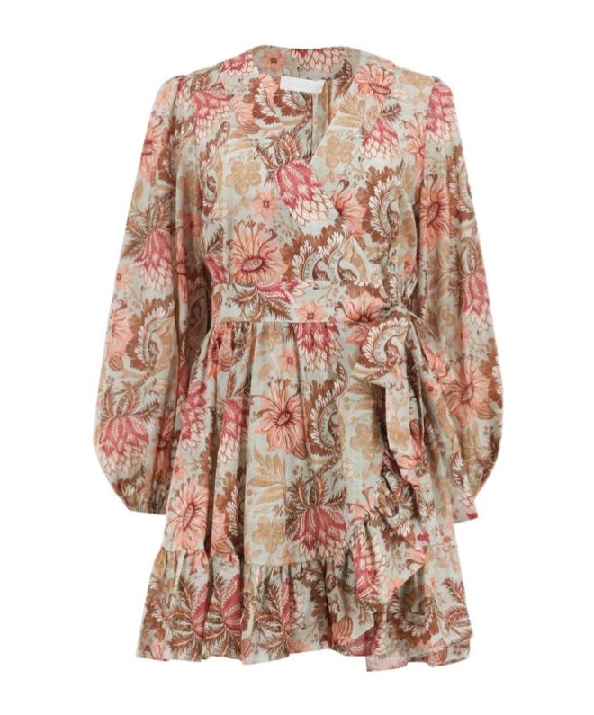 lovelorn frill mini dress ZIMMERMANN Lovelorn Frill Mini Dress in Pink Floral by Zimmermann