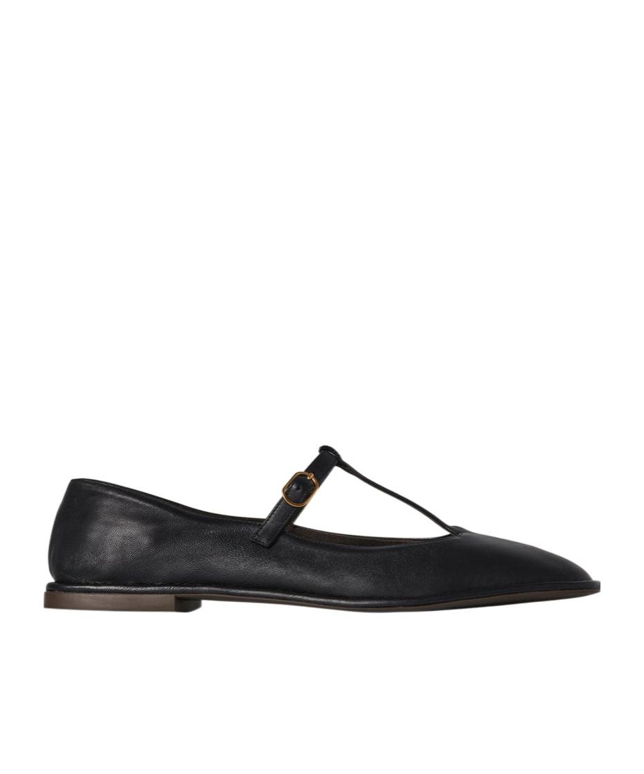The Row Square T-Strap Flat Shoes in Black | Lyst