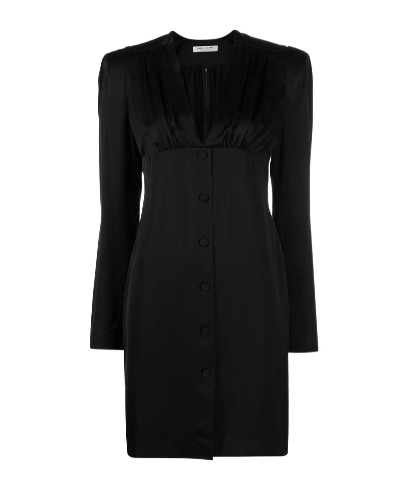 ワンピース PHILOSOPHY DI LORENZO SERAFINI Woman Dress Black Black ruffle-detail midi dress Philosophy Di Lorenzo