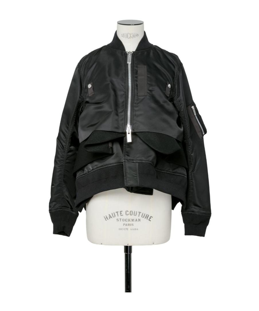 ジャケット・アウター sacai Wool Melton Nylon Twill Blouson Sacai Nylon Twill X Wool Melton Blouson in Black | Lyst