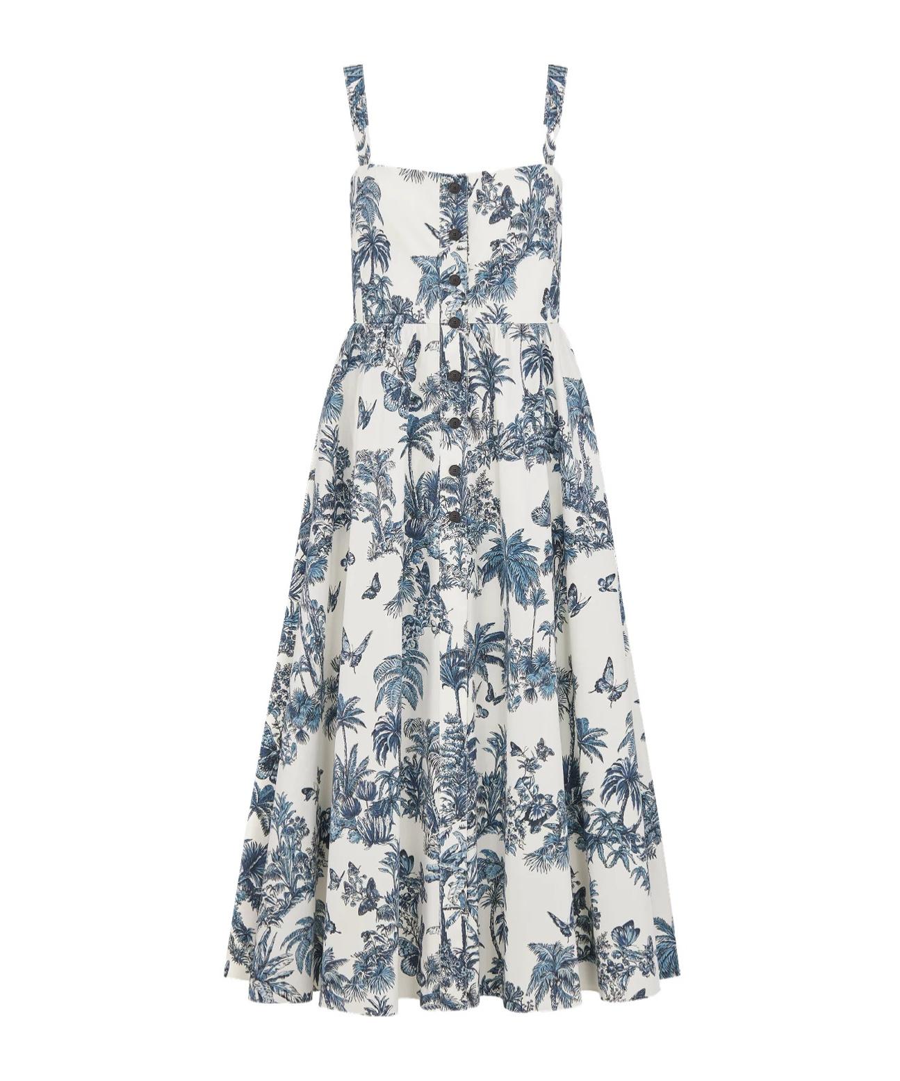 dior dioriviera flared dress Mid-Length White Cotton and Silk Taffeta The delicate dress can be paired with other Dior Arabesque creations to complete the look. Dior Iviera Mid-Length Flared Dress