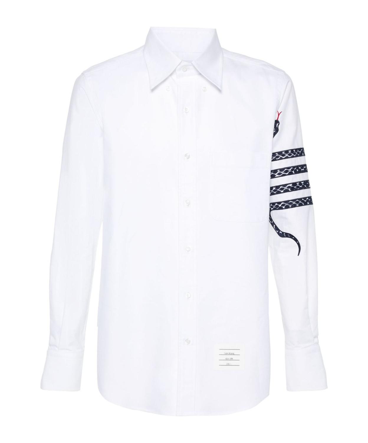 Thom Browne Embroidered-Snake Cotton Shirt in White for Men | Lyst