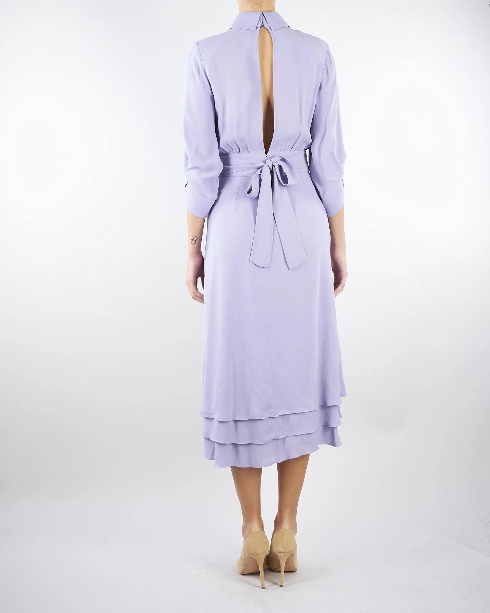 open lace back dress Anita Long Sleeve Shirt Dress-Blackberry