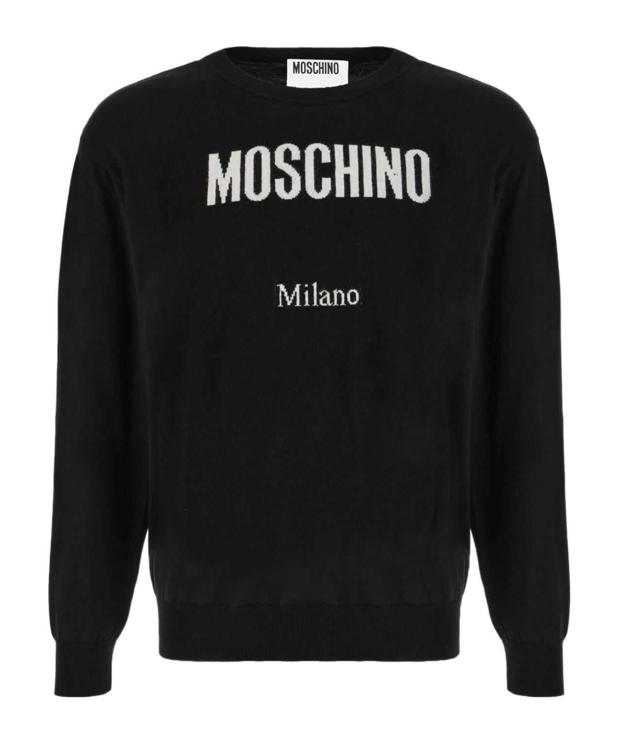 【関税&送料込】Moschino Sweatshirt With Logo NEW Moschino Milano Logo Print Sweatshirt - Black / White