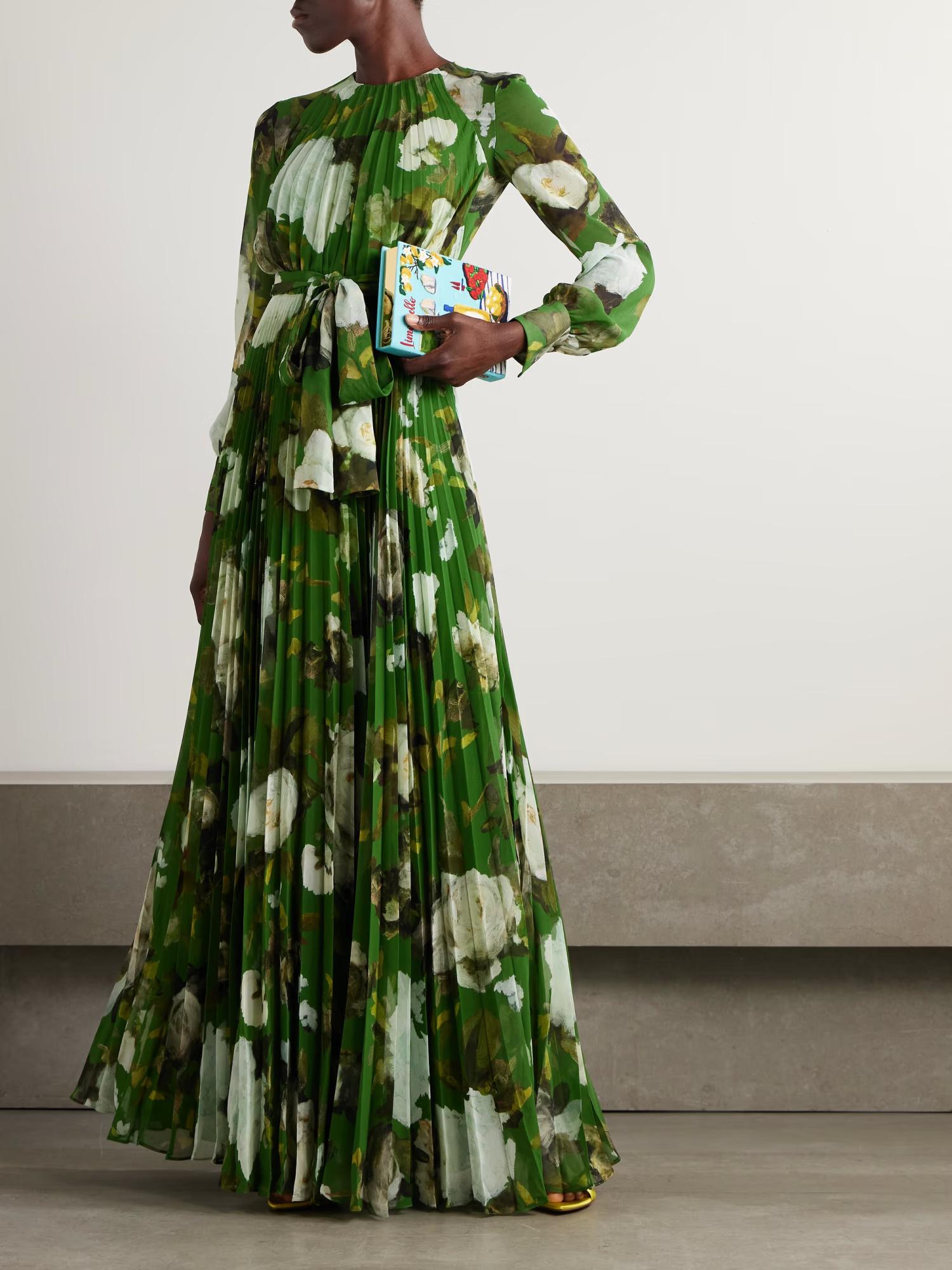 erdem green lace dress oliviawilde wears ERDEM Spring Summer 2025, look 38; skeletal cocktail dress  with exploded skirt volume in green embroidered lace to attend the 4th  Annual Academy Museum Gala. Stylist: @KarlaWelchstylist #ERDEMSS25