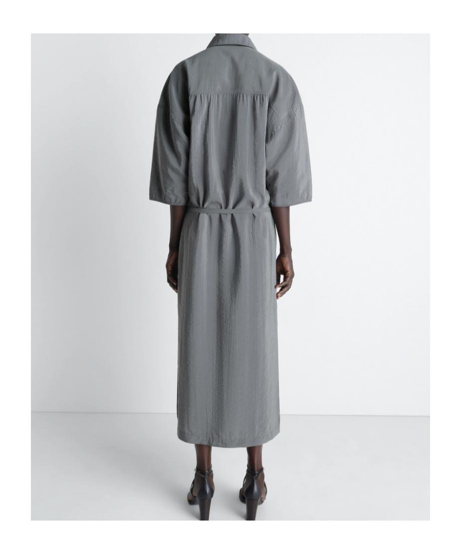 lemaire asymmetrical shirt dress ASYMMETRICAL SHIRT DRESS IN DRY SILK - Aluminium - Dry Silk - Women main image 0