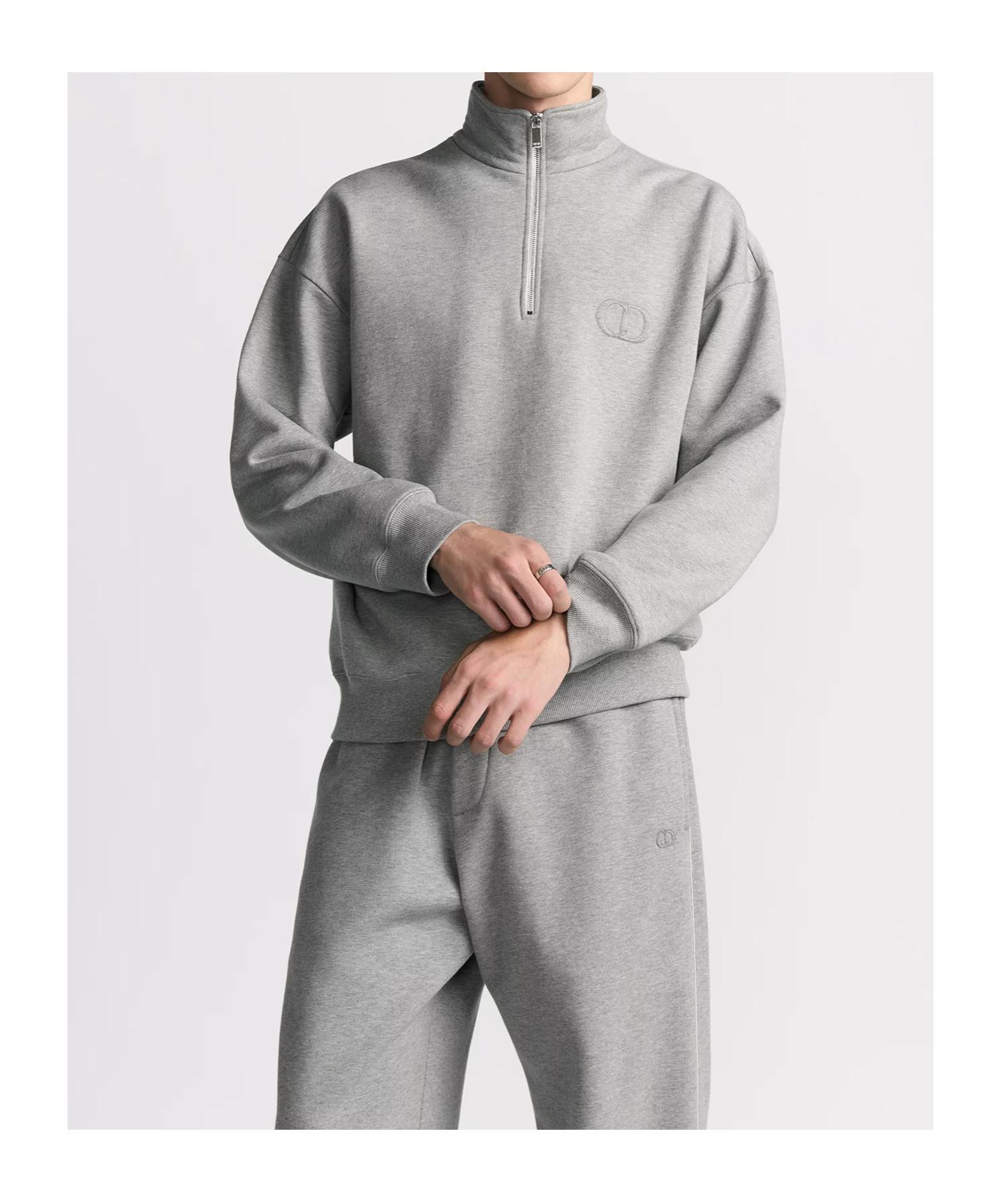 Dior Homme High Neck Zip Detailed Sweatshirt in Gray for Men | Lyst